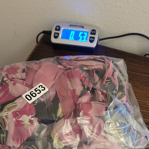 Y2K Sunny Leigh Floral Sheer Button Up Top Size L Fairy Romantic Girly Pink - Picture 15 of 16